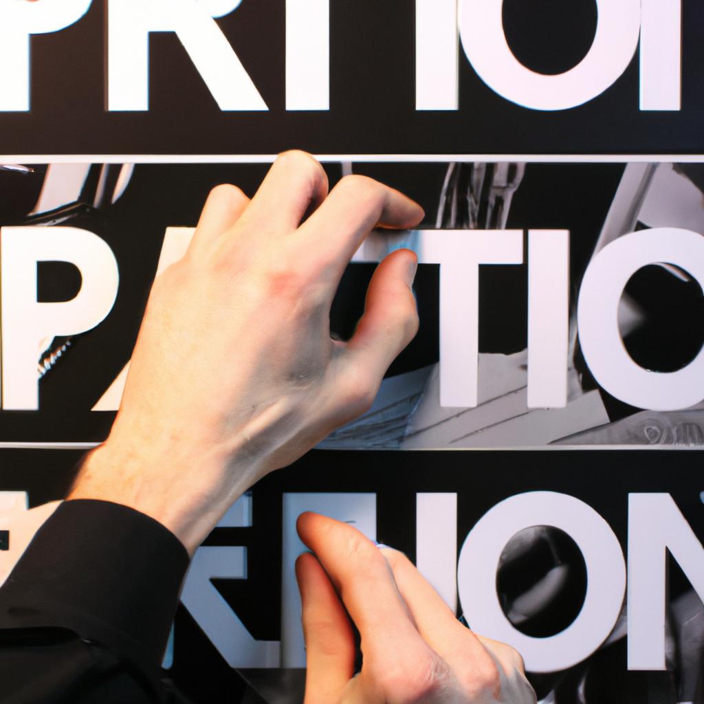 Person adjusting typographic elements
