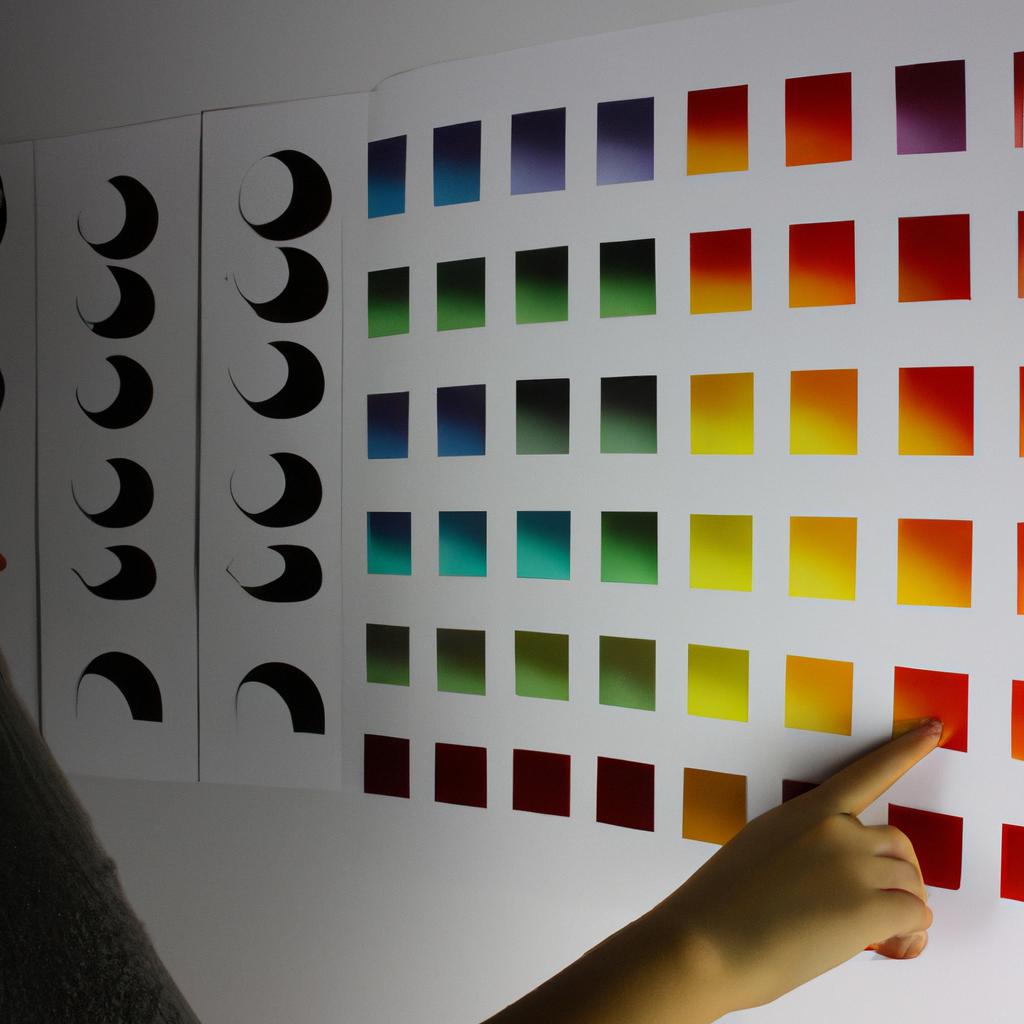 Person studying color theory visually
