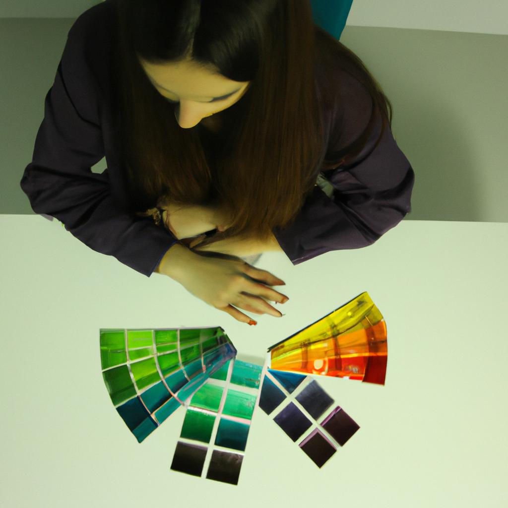 Person studying color theory, designing